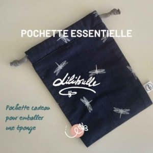 Pochette avec des Libellules comme le logo, pochette essentielle comme pochette cadeau
